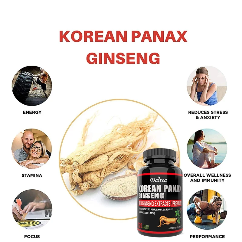 Organic Korean Red Ginseng 1000mg - 10% Ginsenosides, Energy & Performance