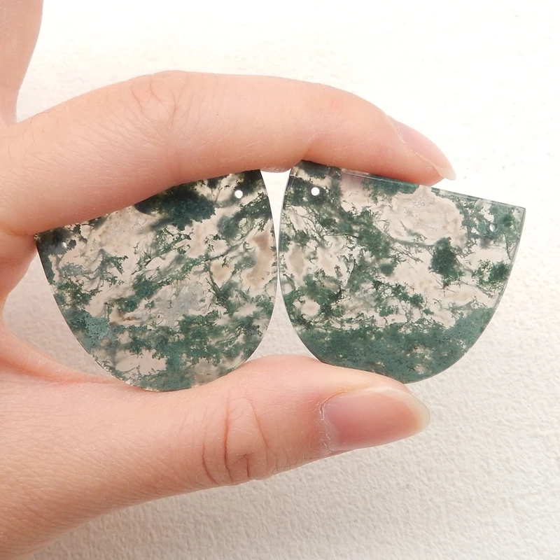 

Natural Stone Moss Agate Double Holes Earring Bead,Earrings Accessories For Women,Fashion Jewelry DIY Making 35x30x3mm 16g