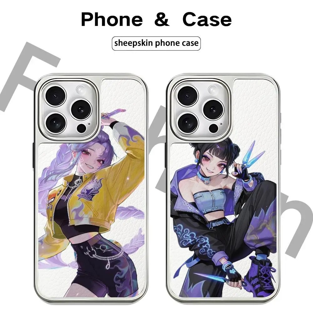 Чехол для телефона KPop Demon Hunters Jinu girl для iPhone 17, 16, 15, 14, 13, 12, 11 Pro Max, чехол из овчины, оцинкованного серебряного углеродного волокна