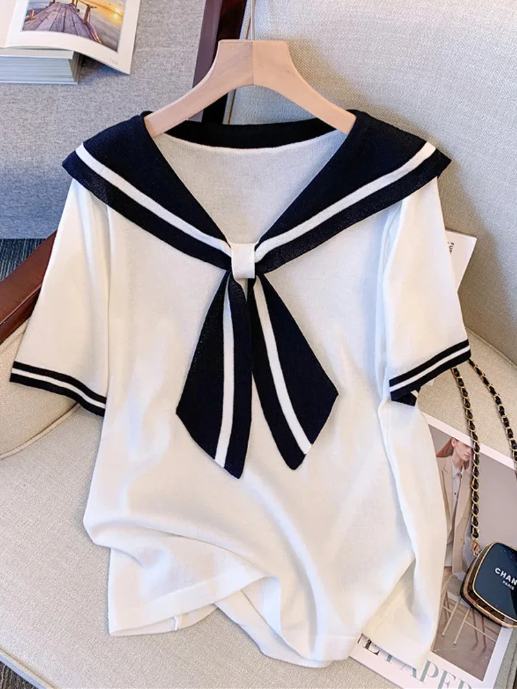 

Oversized Summer Ice silk T Shirt Women V neck Top Short Sleeve Basic Tee Loose Pullover Women Casual stripe sweater Women