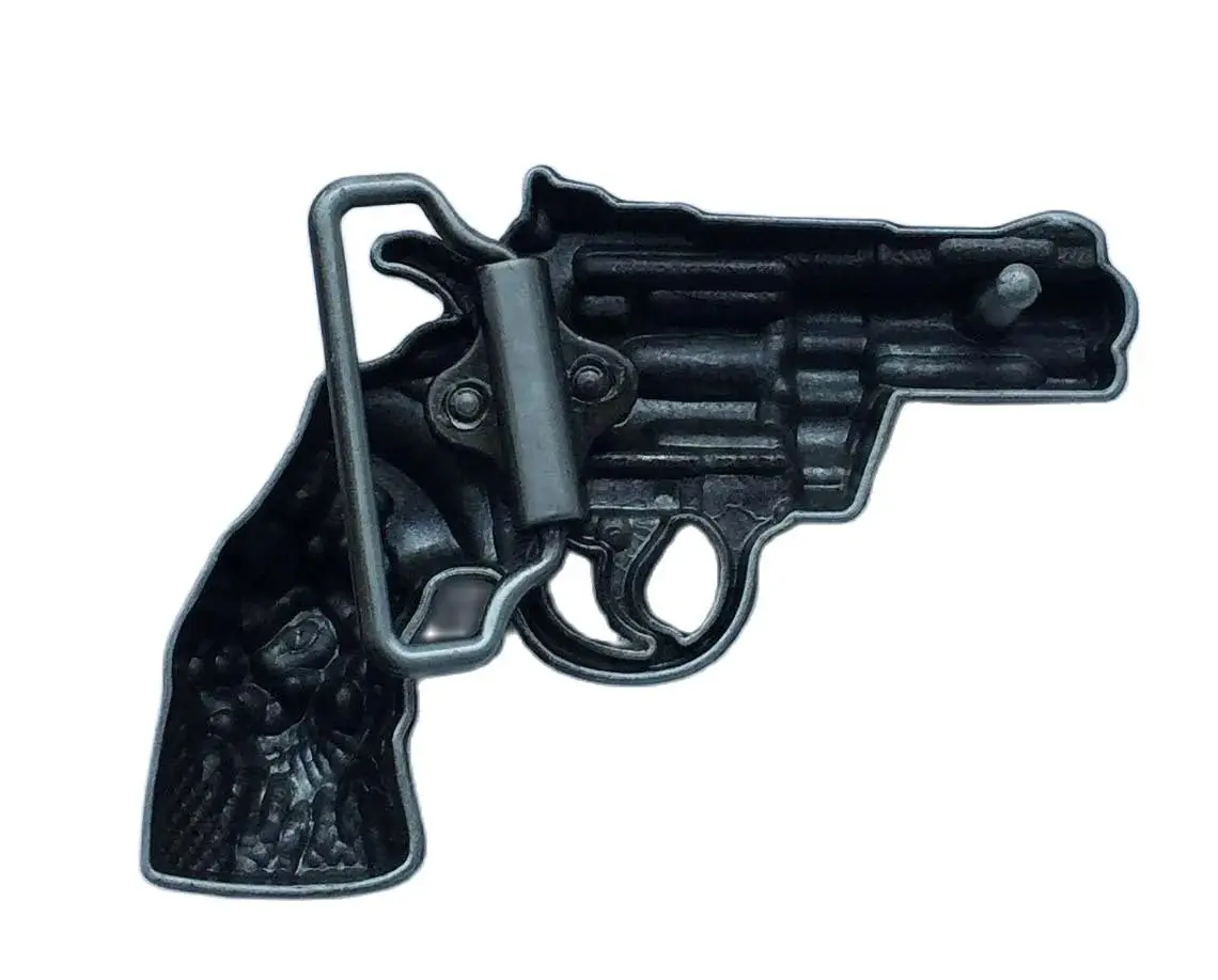 Western Cowboy Gun Skull DIY Belt Buckle for 4cm wideth belt with continous stock