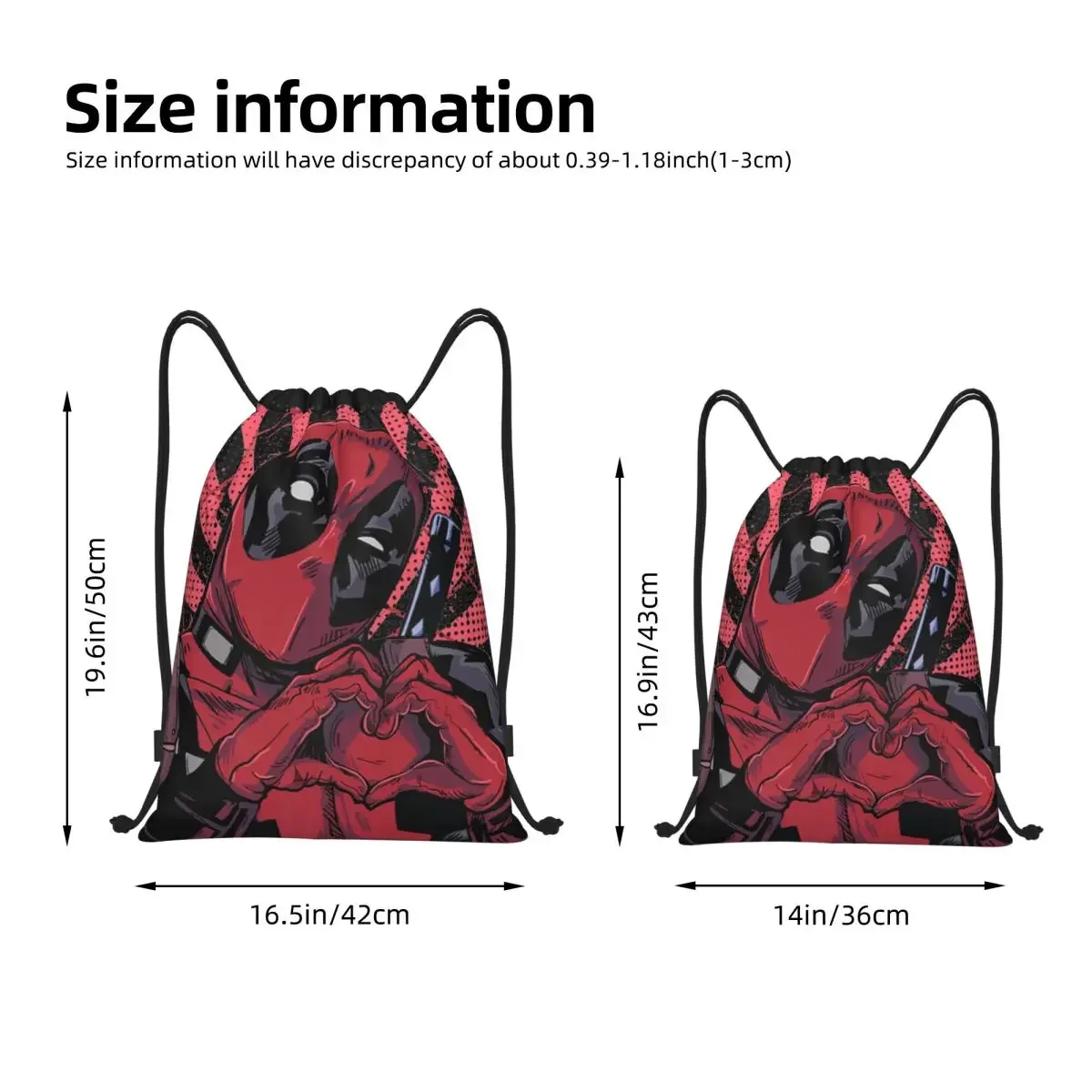 Best Deadpool Closed Hand Heart Drawstring Backpack Gym Sports Sackpack String Bags for Cycling