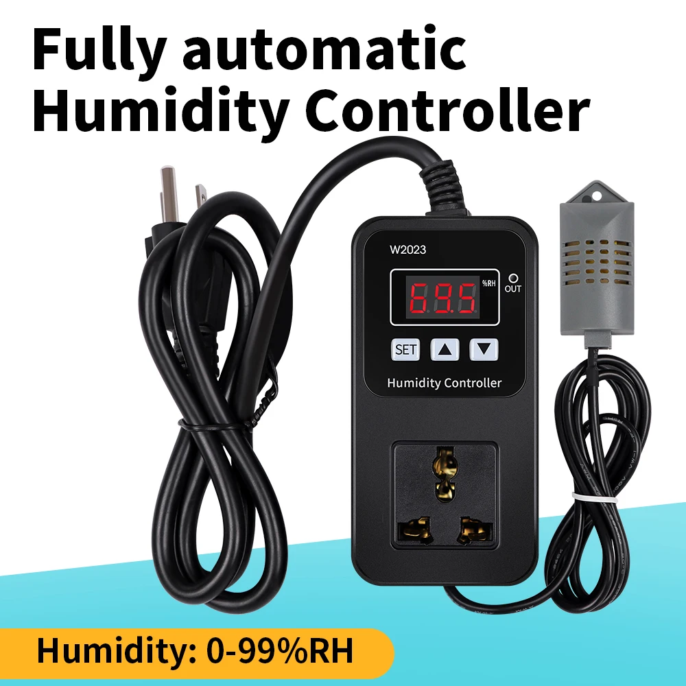 Tomada do Controlador de Umidade Inteligente Higrômetro Eletrônico Regulador de Umidade Interruptor de Controle com Sensor W2023 110220v