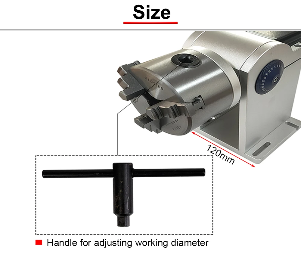 DGHUNST Rotationsaufsatz D80 mit 3-Klauen-Futter, optional mit DM5042 Treiber für UV-CO2-Faserlaser-Markiermaschinen – Detail 7