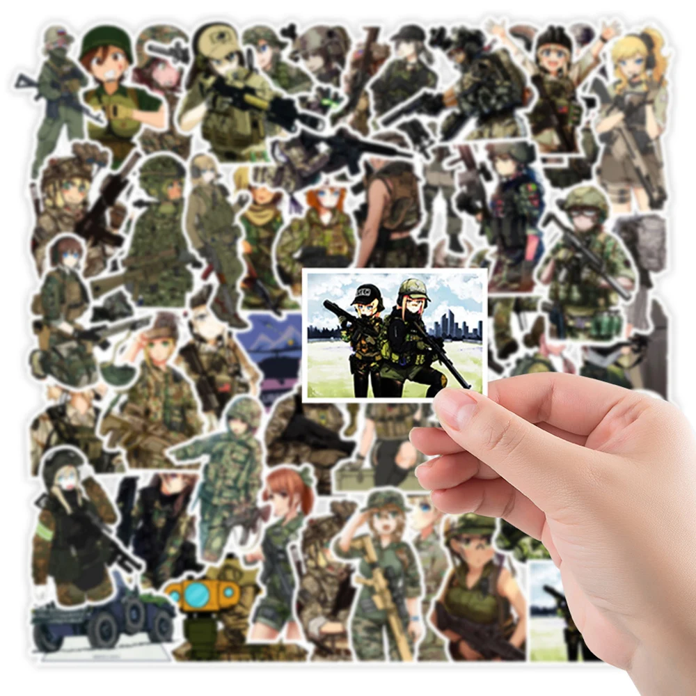 10/30/50pcs Cute Camouflage Female Soldier Stickers Cartoon Army Girls Sticker DIY Phone Skateboard Diary Anime Graffiti Decals