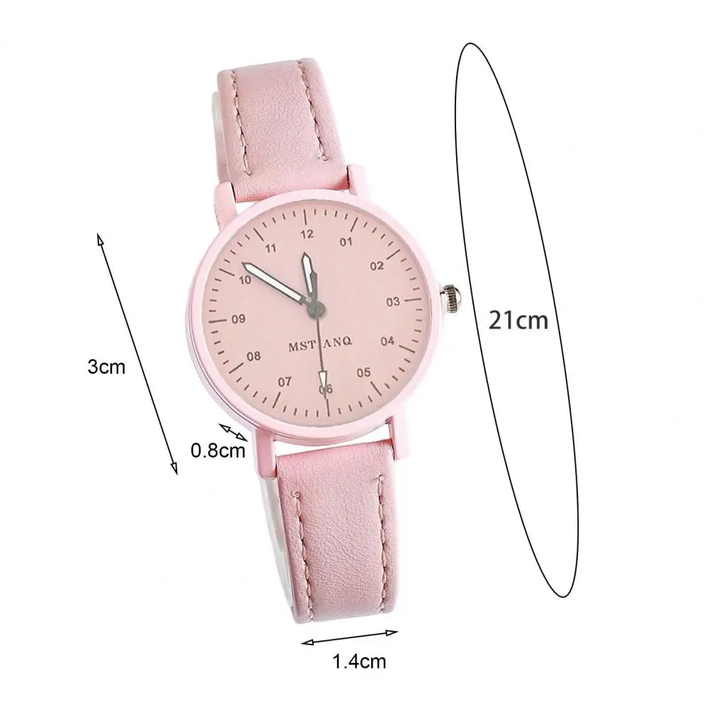 Quartz Watch Round Dial Quartz Movement Ultralight High Precise Scratch Resistant Decorative Simple Style Girls Wristwatch Quart