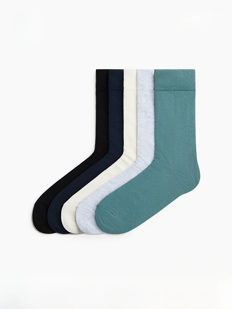 

H&M Men's Summer New Style 5 Pairs Socks Cotton Polyester Nylon Blend Mid-Calf Casual Socks Comfortable Breathable