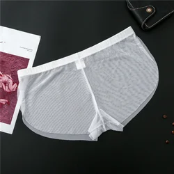 Men's Full Transparent Mesh Boxers Ultra-thin Seamless Underwear Low-waist Sexy Quick-drying Panties Shorts