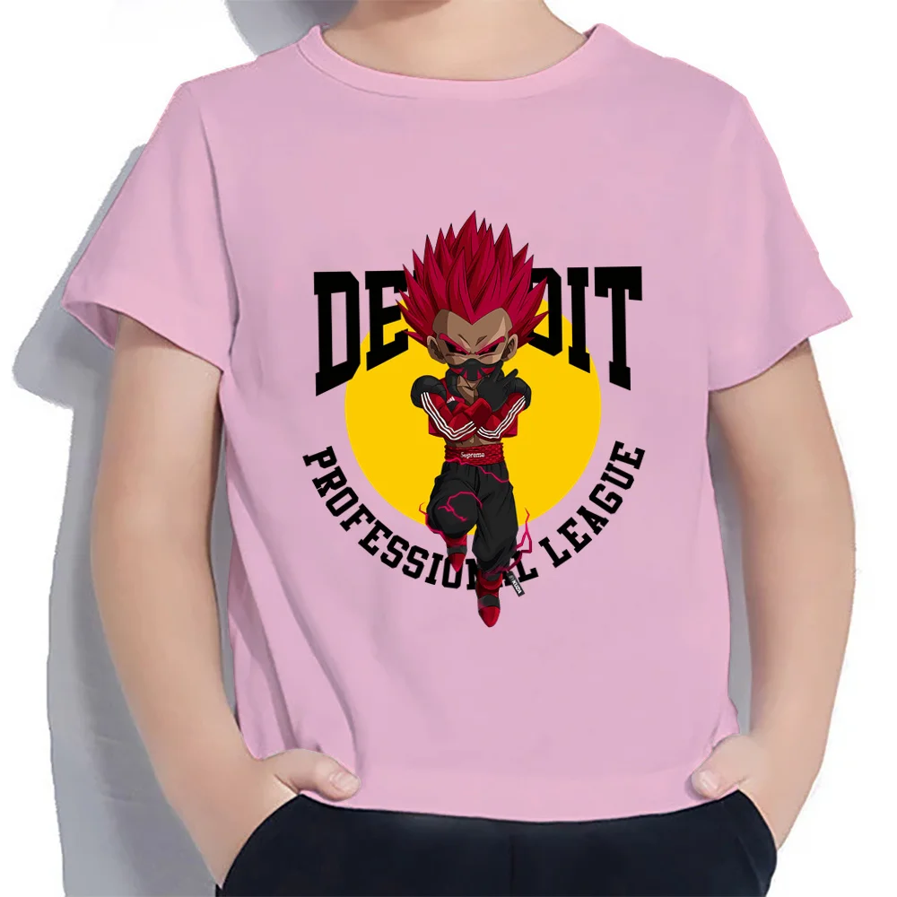 Children's T-shirt for a Boy Dragon Ball Goku Vegeta Anime Short Sleeve Boys Wear Fashion 2024 Kids Clothes Trend Sizes 100-160