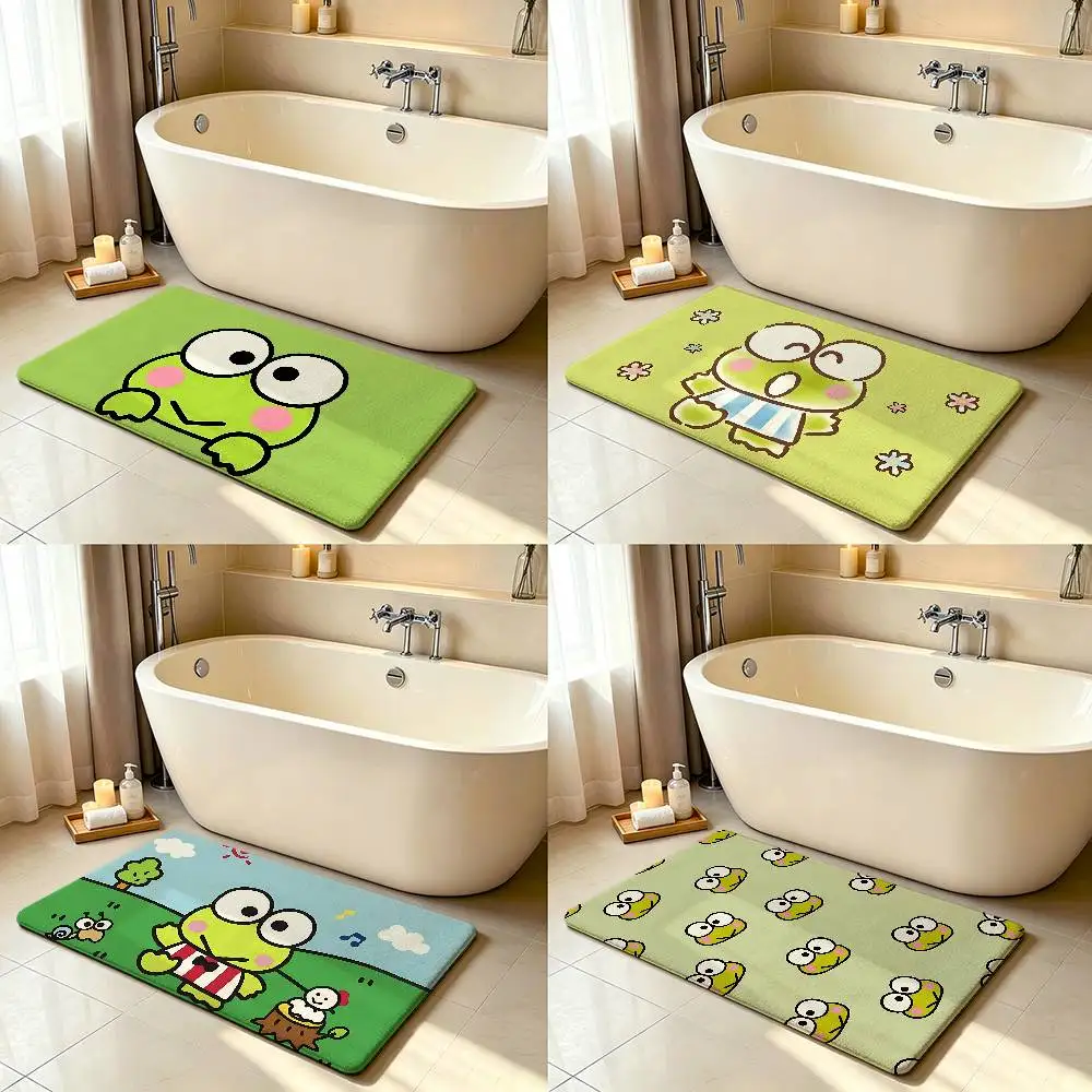 Cartoon K-Keroppi Carpet Bathroom Anti-slip Mat Door Mat Home Decoration Mat Entrance Door Mat Scratch-resistant Door Mat