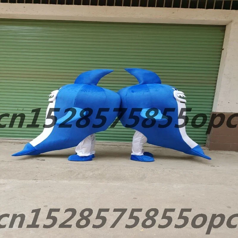 Adult Blue Sharks Mascot Costume Cosplay Costume Cartoon Mask Party Carnival Event Animal Character Birthday Fancy Dress Outfit