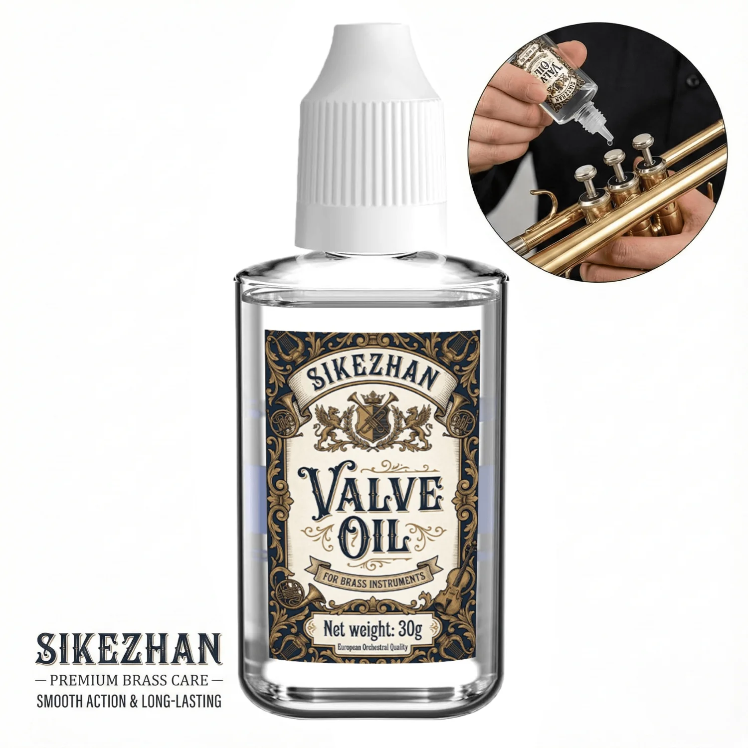 Premium Brass Valve Oil for Trumpet Trombone Tuba - Long-Lasting Piston Lubricant, Smooth Action & Fast Response Brass Care Oil