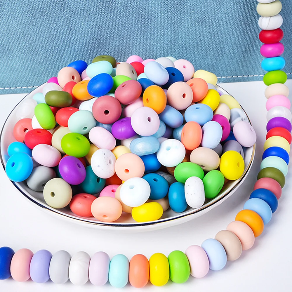 Kovict 200/300/500Pcs 14MM Abacus Beads Wheel Flat Beads Silicone Beads Loose Bead DIY For Jewelry Making Accessories Wholesale