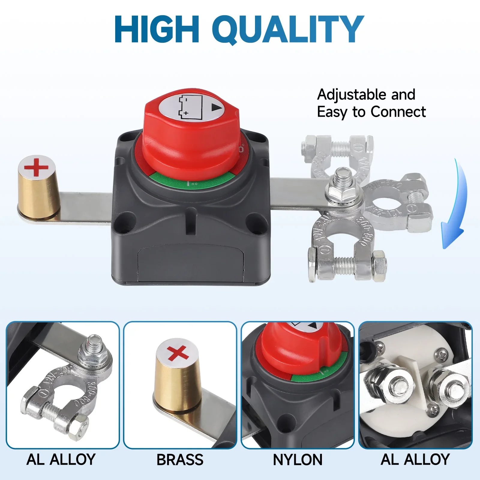 

Новый отключатель аккумулятора 12 В 275 А, водонепроницаемый выключатель аккумулятора с верхней стойкой, 2 положения для автофургона, лодки, квадроцикла, кемпера