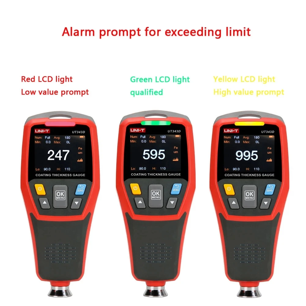 UNI-T Coating Thickness Gauge UT343E Color Screen With Bluetooth Data Transmission Vehicle Paint Meter FE/NFE Paint Film Tester