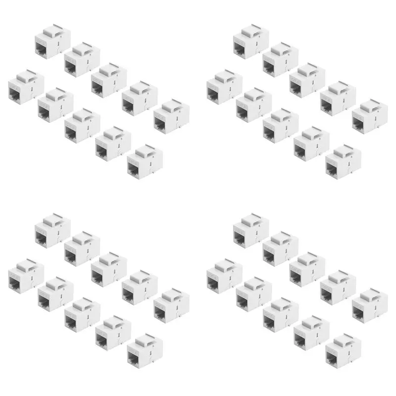 40Pcs RJ45 Connector Keystone Jack Cat6 Extension Coupler Ethernet Network LAN Cat 6 Coupler Jacks Extend Adapter,White