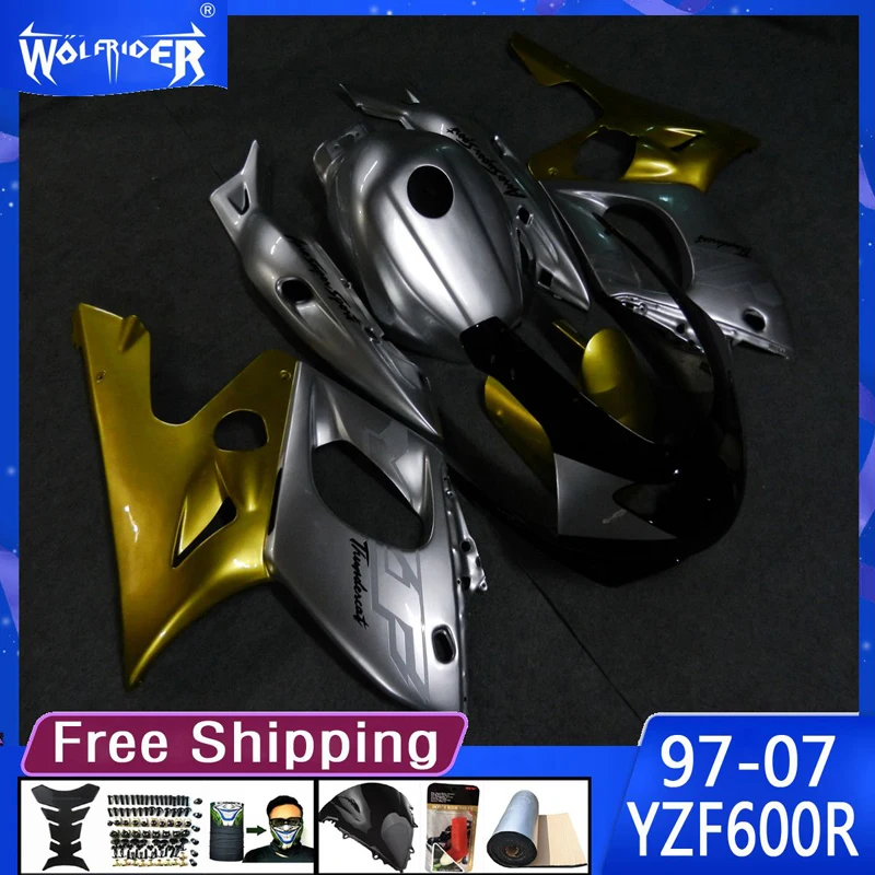 Motorcycle ABS plastic fairings for YZF600R 97-07 YZF600R 1997 - 2007 Motorbike Gold silver fairing Manufacturer Customize cover