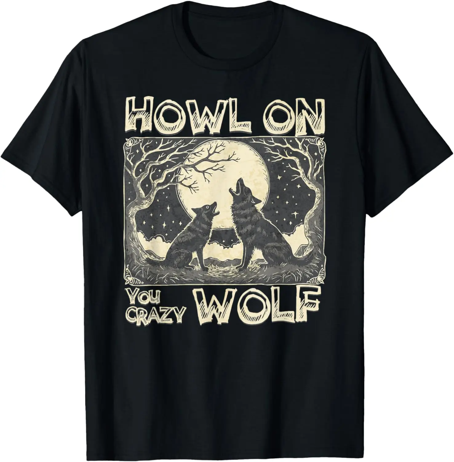 Футболка Howl On You Crazy Wolf Full Moon Call Of Nature In The Wild