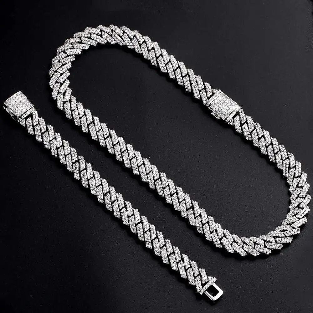 8mm 11mm 15mm Bracelet 925 Sterling Silver Diamond Gold Custom Men Jewelry Necklaces Moissanite Cuban Link Chain