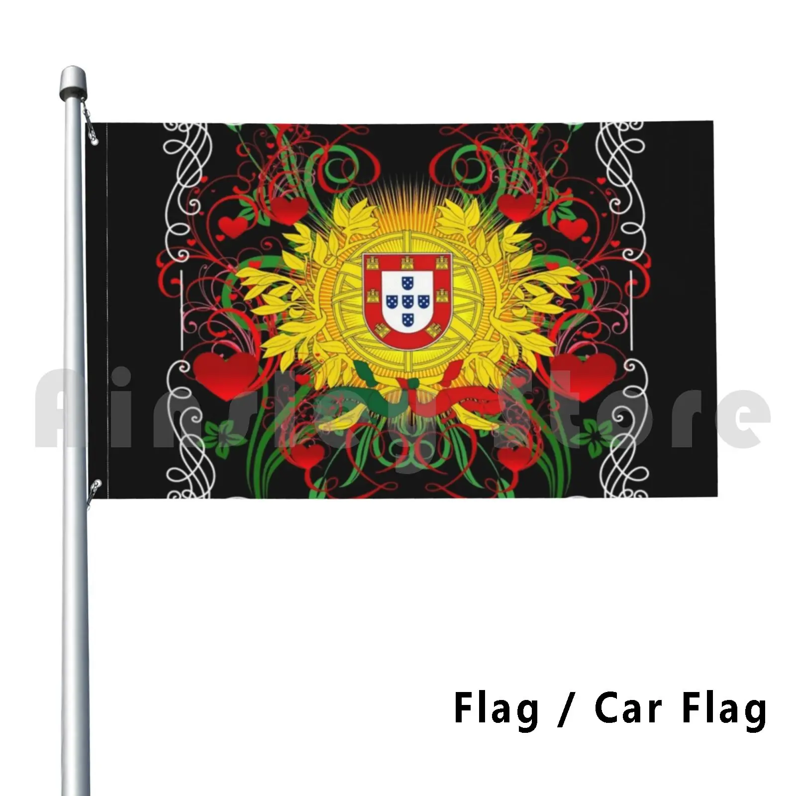 Arte Portugal Decoración al aire libre Bandera Coche Bandera 312 Portugal Galo Barcelos Azores Corazón