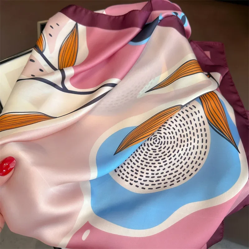 Sciarpa di seta imitazione donna Fasce per capelli quadrate Foulard Femminile Fazzoletto da collo floreale Bandana Sciarpe Lady Piccolo Hijab 70 * 70 cm