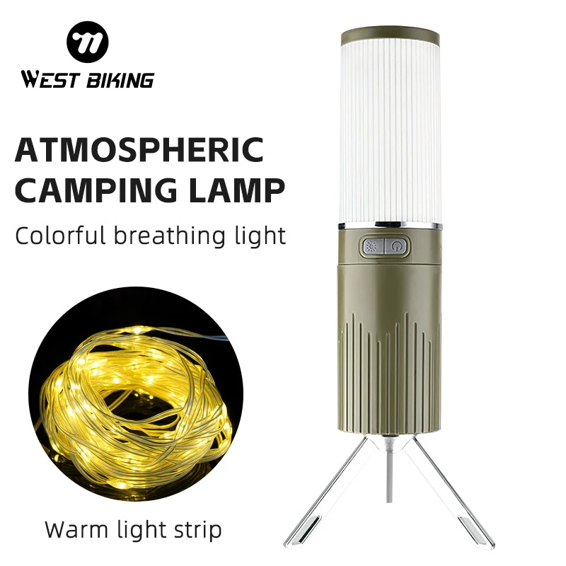 

WEST BIKING Portable Camping Lanterns Rechargeable Waterproof Tent Light Outdoor Flashlight Emergency Work Lamp With Strips