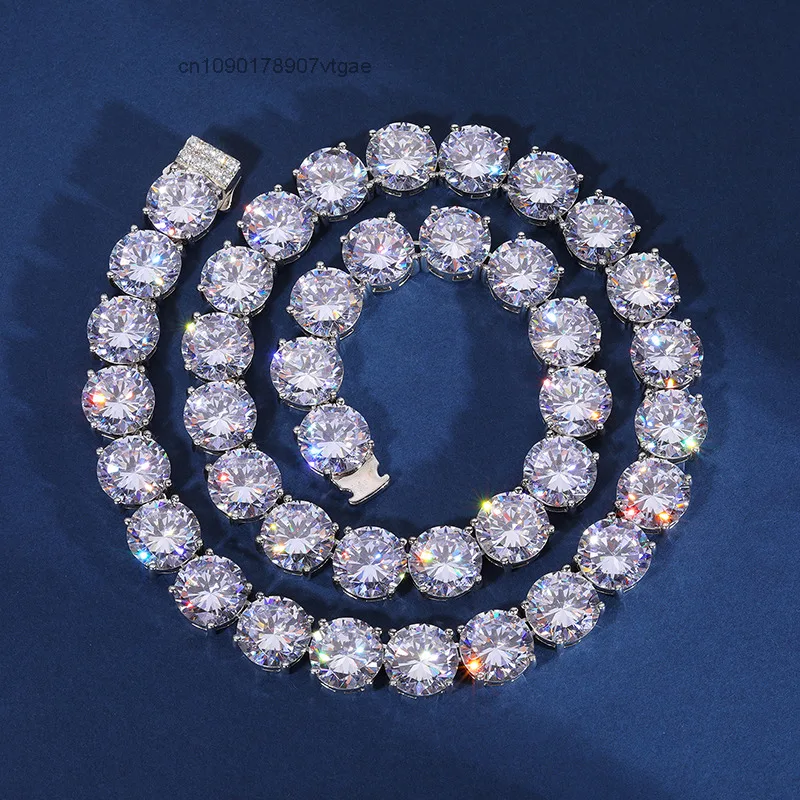 Fashion New Jewelry Necklace 15mm 925 Sterling Silver Inlaid VVS Moissanite Luxury Men Chains Hip Hop Tennis Necklace for Gift.