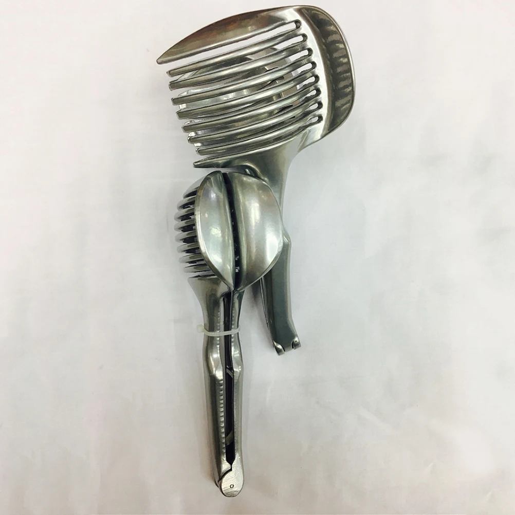 

【】Round Fruits Tongs Tomato Slicer Lemon Cutter Kitchen Cutting Aid Slicing Tool Onion Holder Vegetable Chopper