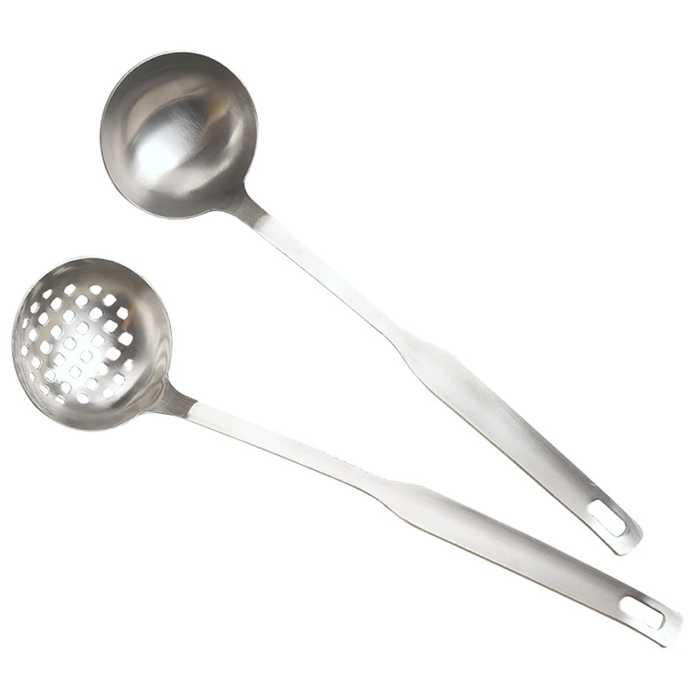 

2Pcs Hot Pot Soup Spoon Colander Set Stainless Steel Rust-Proof Long Handle Large Scoop Practical for Home Kitchen Restaurant