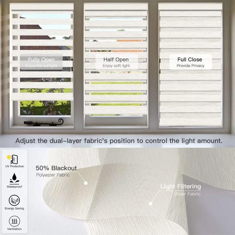 Persianas de cebra motorizadas con control remoto, persiana enrollable transparente de capa eléctrica que funciona con Alexa a través de Hub, día y noche inteligentes