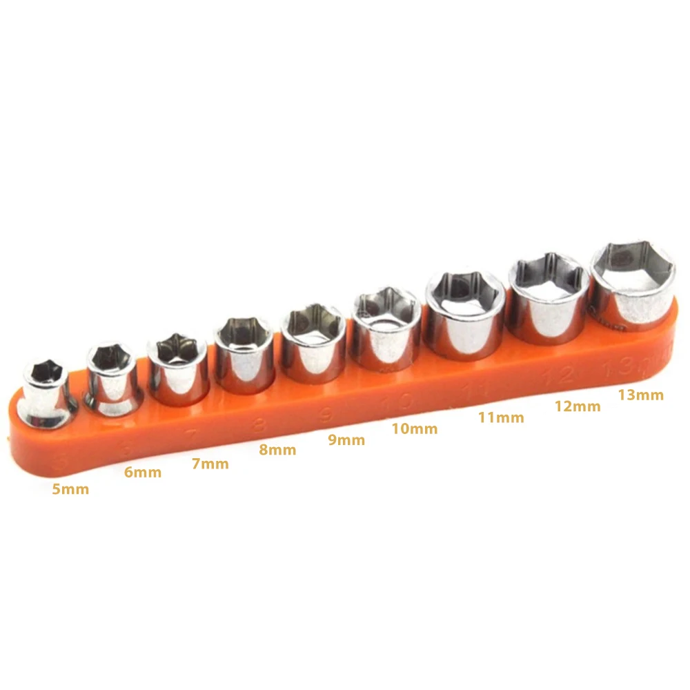 KATWAY 9-Piece Electric Tool Accessory Set – 5–13mm Hex Socket Heads with 6.35mm Square Drive Adapter HH-AA403