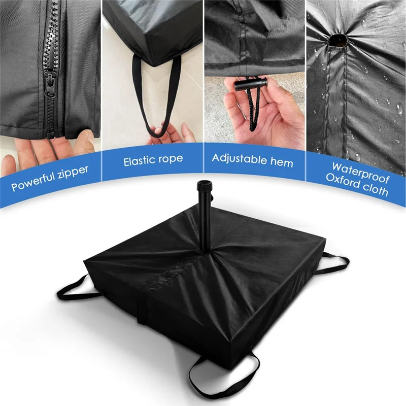 Patio Umbrella Base Cover For Heavy Duty For Outdoor Umbrella Stand-Black Color Square Base Protection