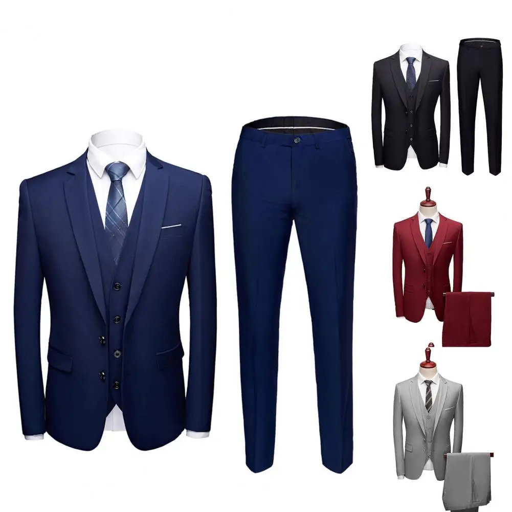 Terrific  Suit Separates Pockets Slim Fit Formal Suit Separates Straight Pants All Match Suit Set for Wedding