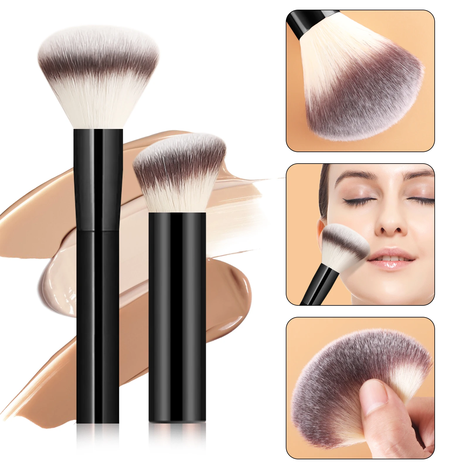 Deux pinceaux pour fard à joues en poudre, pinceau pour lifting du visage, outils de beauté portables multifonctions, forme du visage, pinceau pour surbrillance et contour, novice