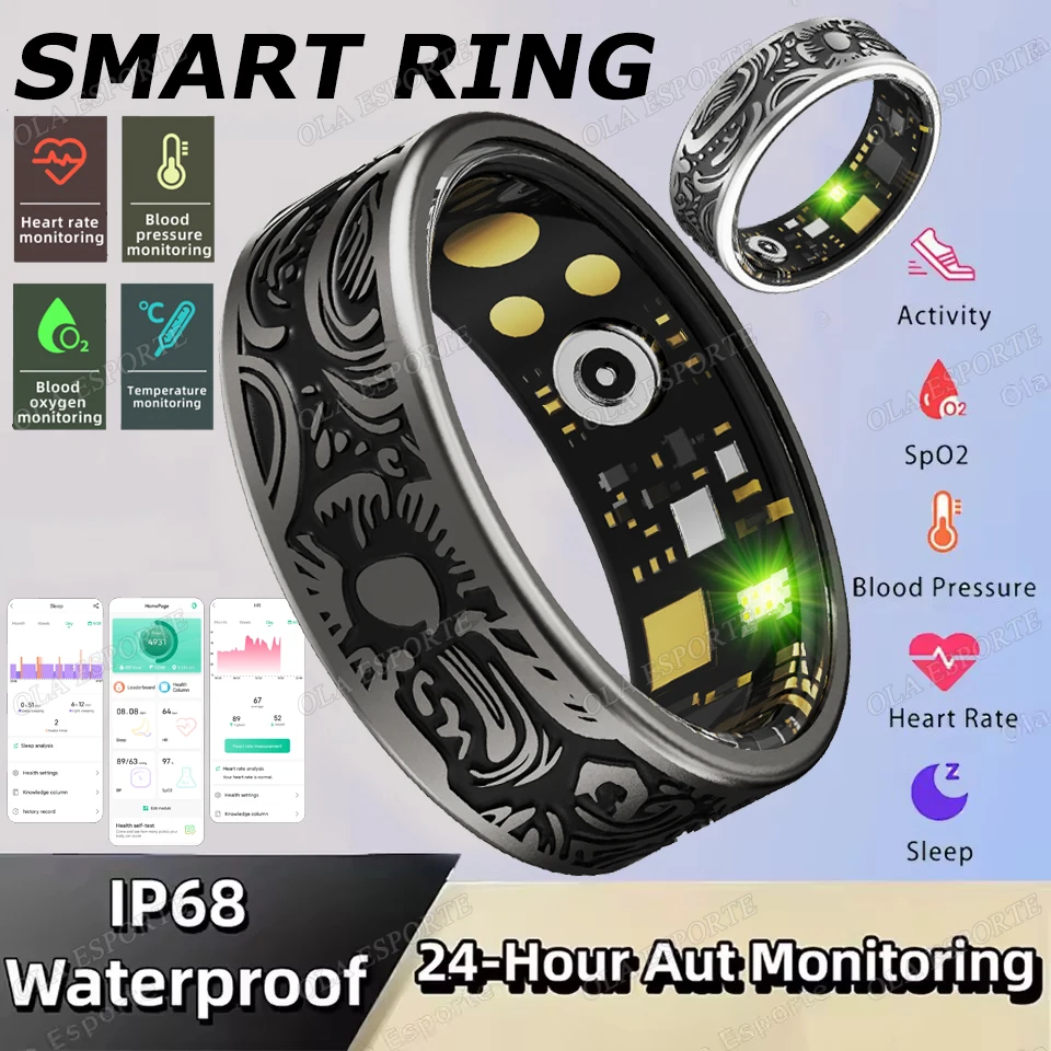

2025 Smart Ring Heart Rate Blood Pressure Blood Oxygen Sleep Monitoring Step Counting Activity Tracking Shared Waterproof Ring
