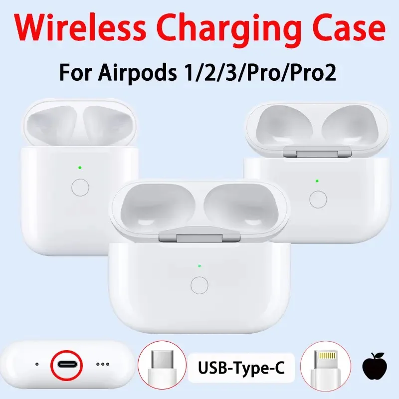 Wireless Charging Case Replacement for original Airpods Pro 1 2 3 Charger box 680mAh Battery for AirPod 1 / 2 Generation