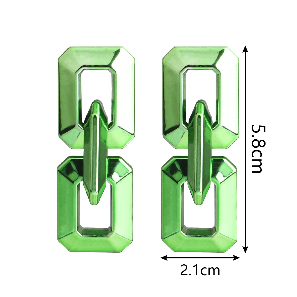 FishSheep 2022 New Green Acrylic Chain Drop Earrings for Women Trendy Metallic Purple Link Long Earring y2k Girls Jewelry Gifts