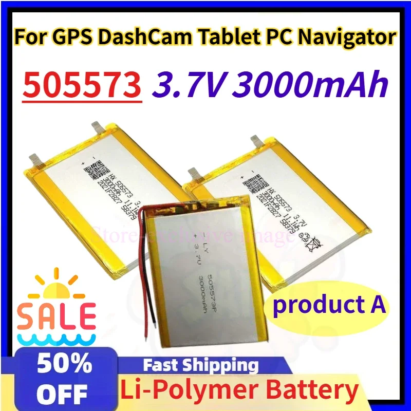 High-Quality 505573 3.7V 3000mAh 11.1Wh Li-Polymer Li Lipo Battery For GPS DashCam Tablet PC Navigator Rechargeable Batteries