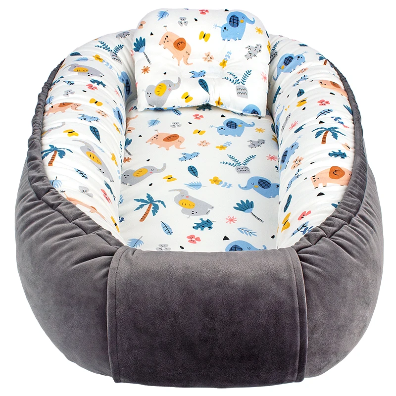 

2021 New Arrival Novelty Baby Bean Bag Nest Sleeping Bad Newborn 100% Organic Cotton Kids' Baby Cribs With Strap