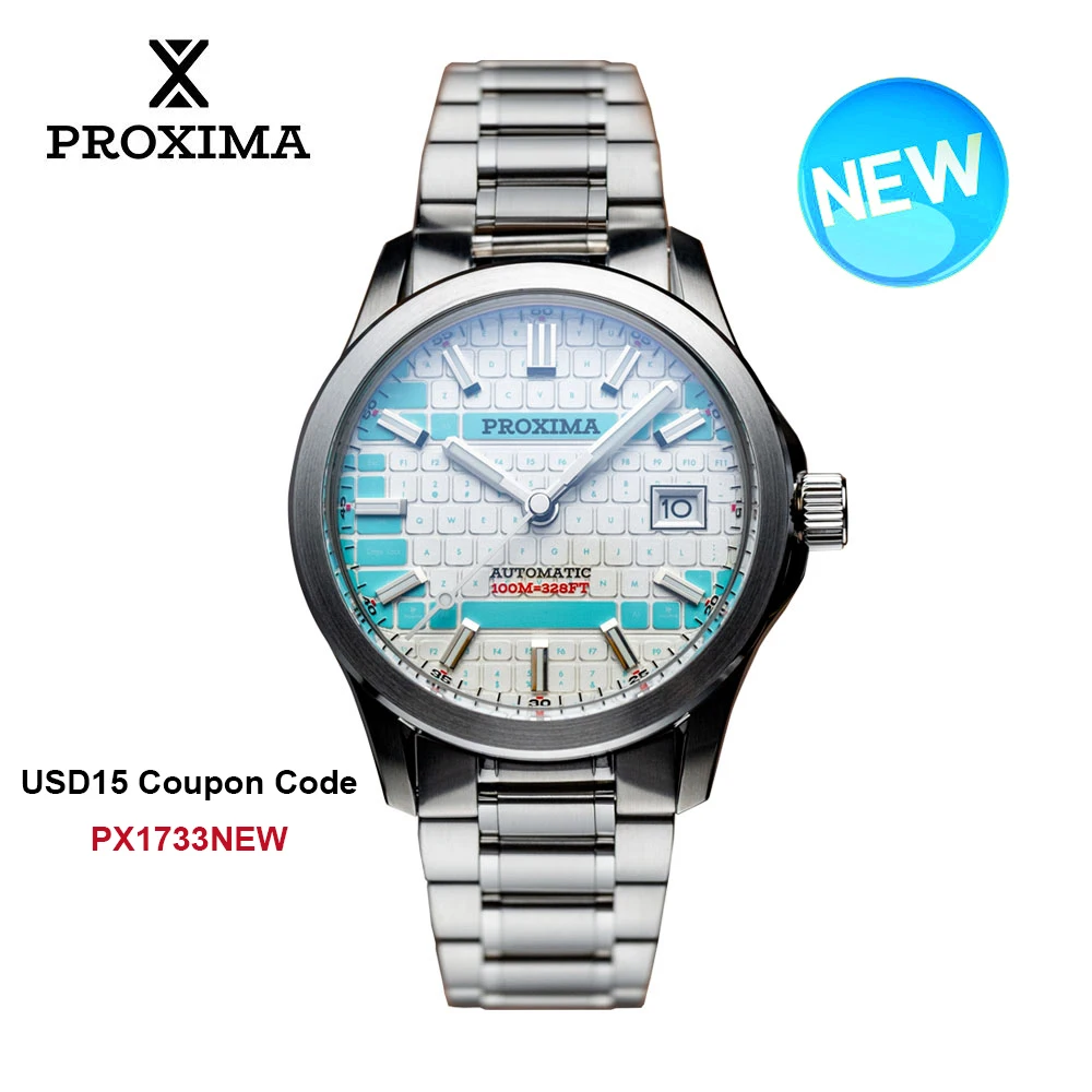 Proxima PX1733 Men Dress Watch NH36 Sapphire Automatic Mechanical Watch Waterproof 100m Bgw9 Lume Reloj