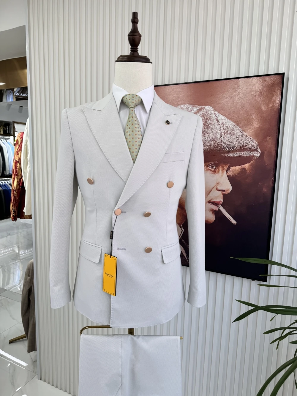 Handsome Double Breasted Suit Jacket Man Wedding Groom Sets New High Quality Men's Suits 2 Pieces Business Interview Outfit