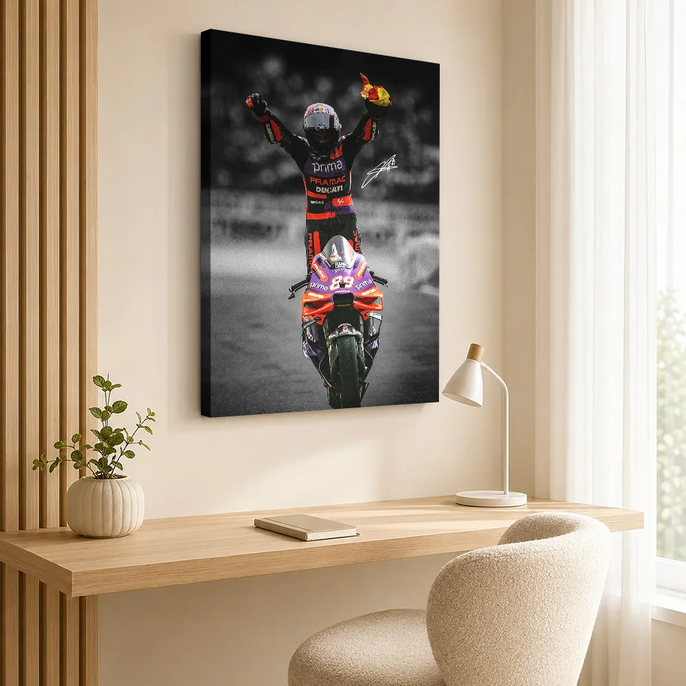 Jorge Martin MotoGP Victory Canvas Poster Bold Action Design Canvas Wall Art With Personalized Photo For Garage Ideal Rider Gift