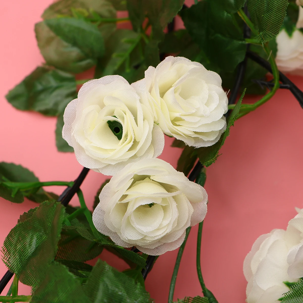 

1.8M Fake Rose Vine Simulated Flower Plant Lifelike Decorative Vine For Home Wall Door Hall 69 Forks White Artificial Hanging