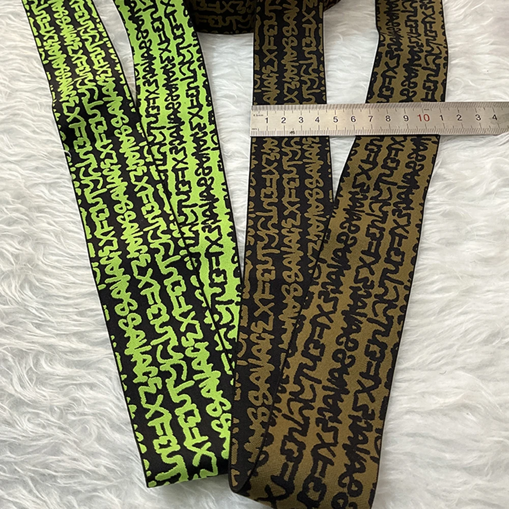 45mm Colored Letter Jacquard Elastic Band for Sewing Belt Rubber Bands Spandex Webbing Elasticity Tape DIY Stitching By Meter