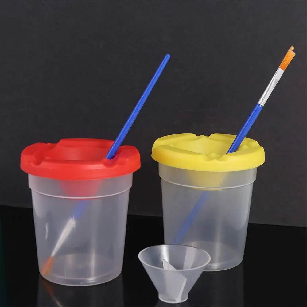 Bolígrafo de pintura multifuncional, taza de lavado, vasos de pintura prácticos de plástico para niños, vasos antipintura transparentes para el hogar