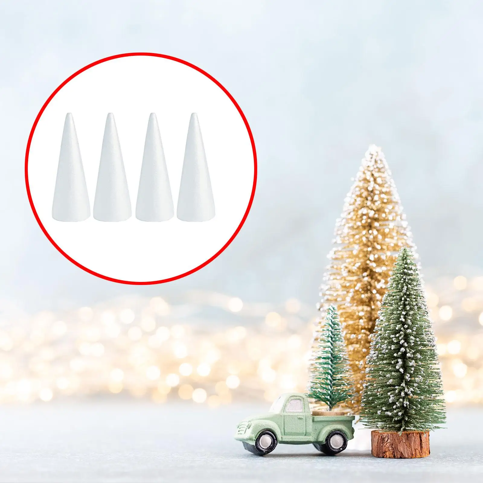 5Pcs Craft Foam Cones Christmas Tree Project, Crafting Children Kids White Polystyrene Cones for Christmas Trees Celebration image 3