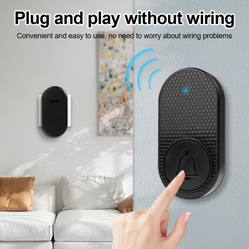 Smart Wireless Doorbell Waterproof Welcome Doorbell 100M/328ft Remote Distance 33 Songs Smart Melodies Chime US EU Plug Optional