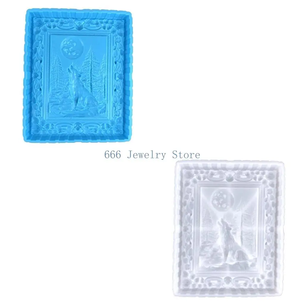 F2TD Moon Wolf Decor Mold DIY Desktop Ornaments Pendant Jewelry Epoxy Resin Mold