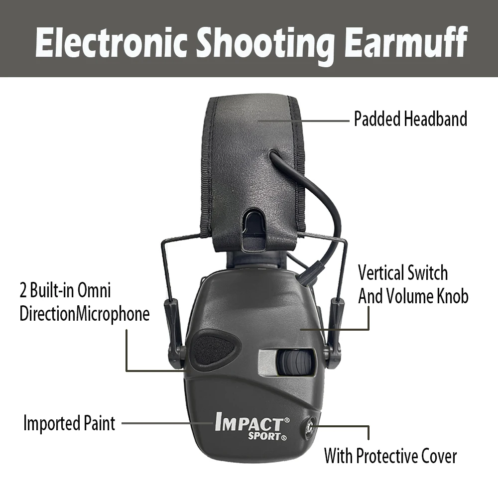 Imagem -05 - Tático Eletrônico Tiro Earmuff Esportes ao ar Livre Anti-ruído Fone de Ouvido Impacto Amplificação de Som Fone de Ouvido Protetor Auditivo Novo