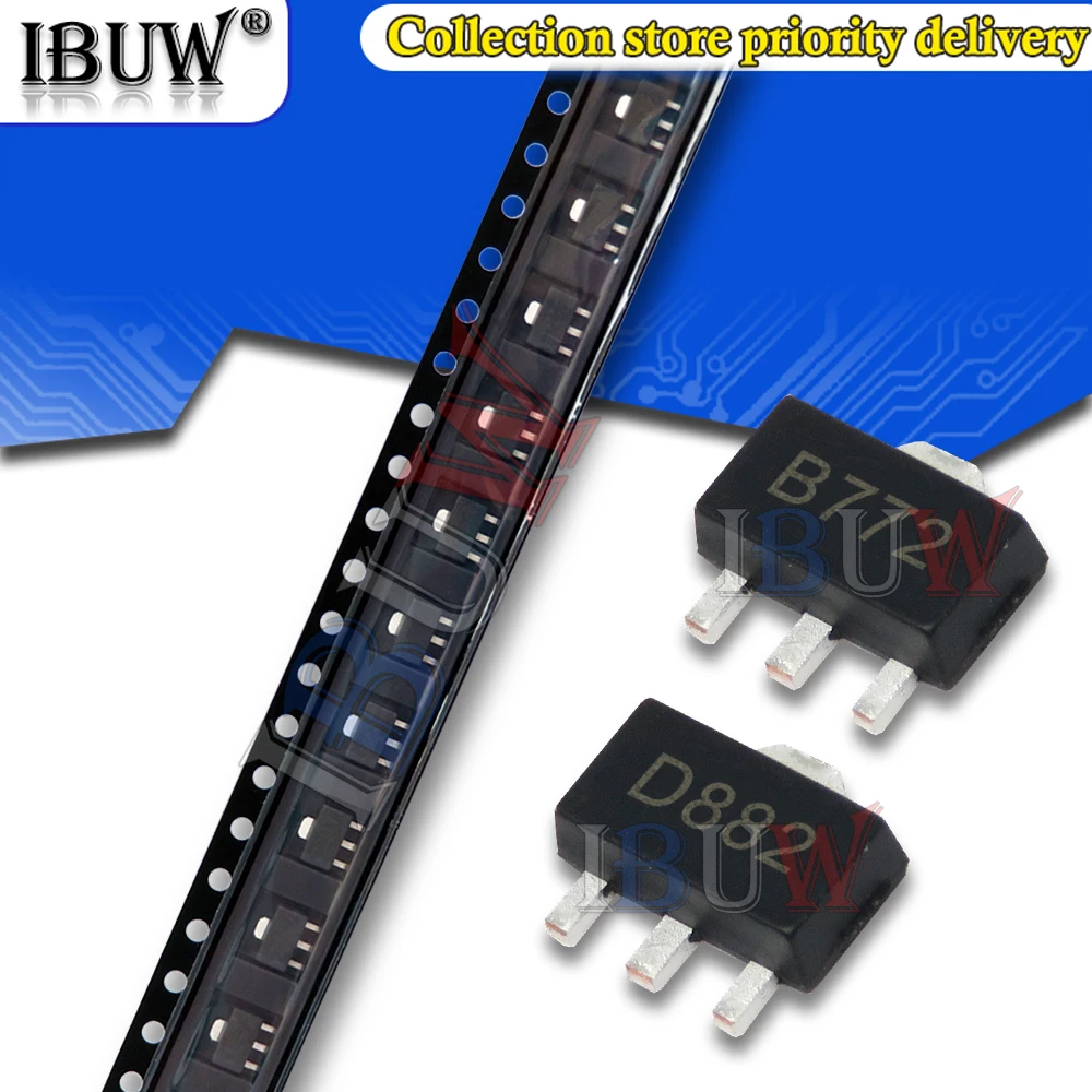 20PCS 2SB772 SOT89 B772 SMD SOT-89 2SD882 D882 PNP MEDIUM POWER TRANSISTOR